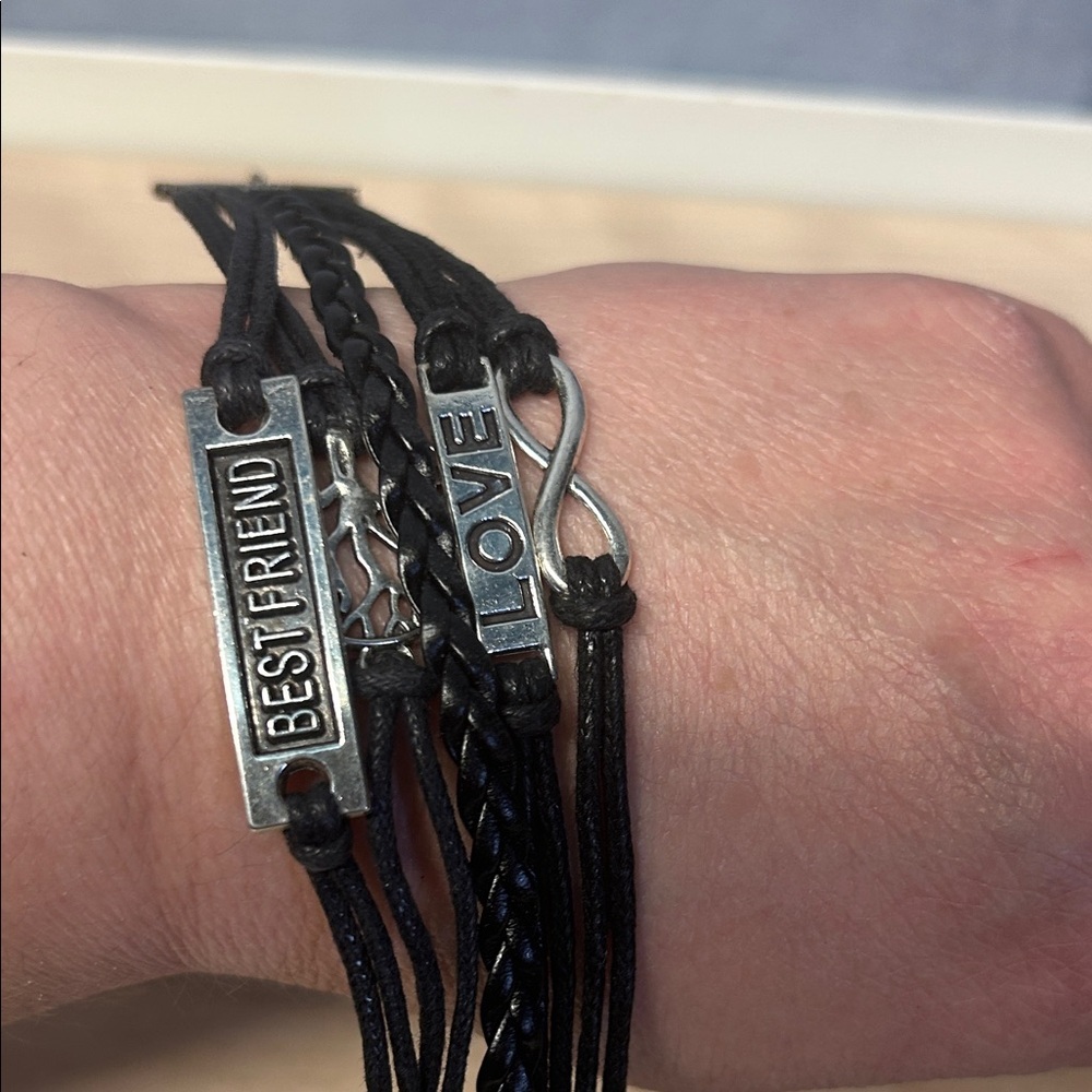 Black and Silver Friendship Bracelet Set